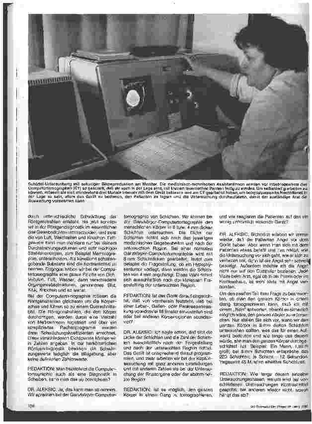 Vorschauseite 3: Ganzkörper-Computertomographie - Die größte Erfindung seit Entdeckung der Röntgenstrahlen. Gespräch mit der 1. Oberärztin Dr. Aleksic Milka