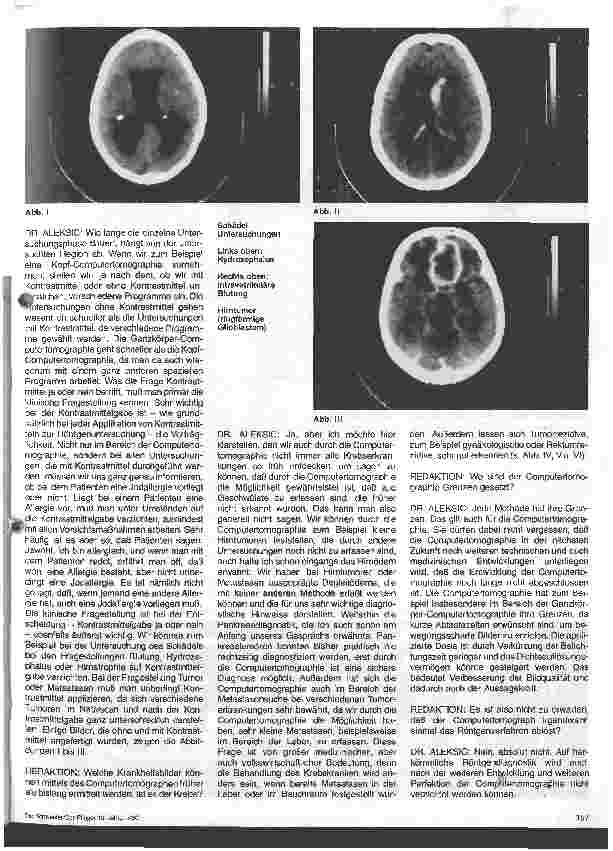 Vorschauseite 4: Ganzkörper-Computertomographie - Die größte Erfindung seit Entdeckung der Röntgenstrahlen. Gespräch mit der 1. Oberärztin Dr. Aleksic Milka
