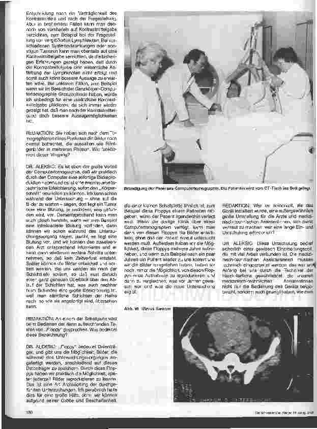 Vorschauseite 6: Ganzkörper-Computertomographie - Die größte Erfindung seit Entdeckung der Röntgenstrahlen. Gespräch mit der 1. Oberärztin Dr. Aleksic Milka