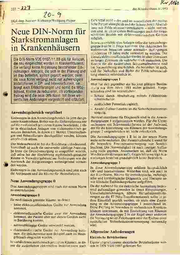 Vorschauseite 1: Neue DIN-Norm für Starkstromanlagen in Krankenhäusern