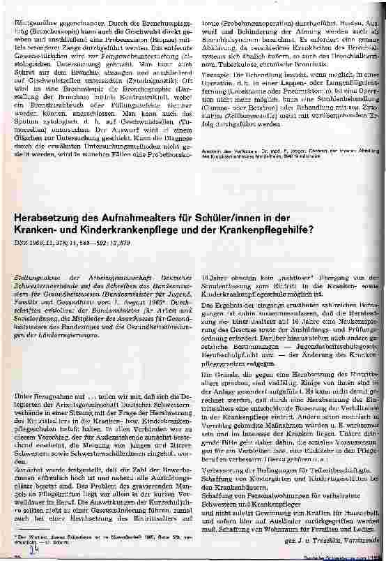 Vorschauseite 1: Herabsetzung des Aufnahmealters für Schüler/innen in der Krankenund Kinderkrankenpflege und der Krankenpflegehilfe?
