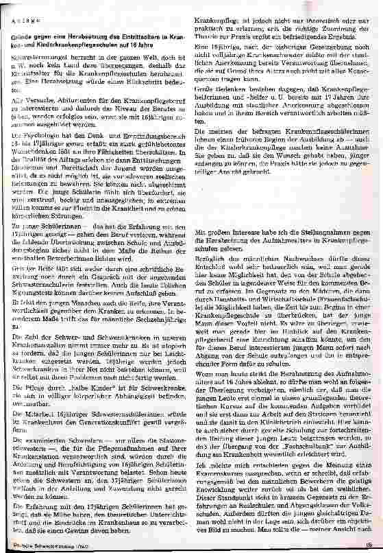 Vorschauseite 2: Herabsetzung des Aufnahmealters für Schüler/innen in der Krankenund Kinderkrankenpflege und der Krankenpflegehilfe?