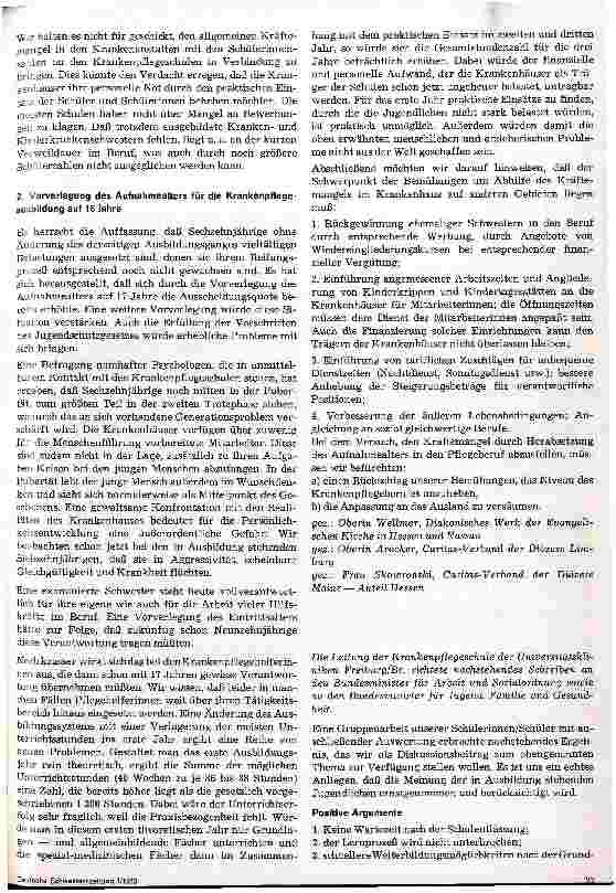 Vorschauseite 4: Herabsetzung des Aufnahmealters für Schüler/innen in der Krankenund Kinderkrankenpflege und der Krankenpflegehilfe?