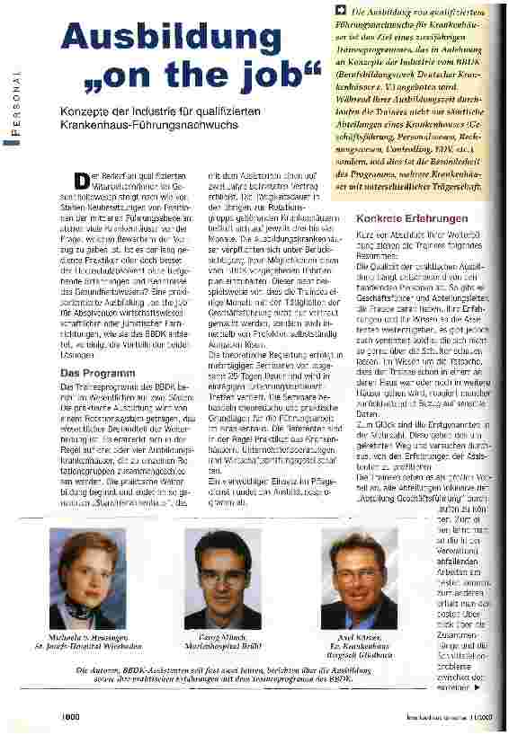 Vorschauseite 1: Ausbildung on the job Konzepte der Industrie für qualifizierten Krankenhaus-Führungsnachwuchs
