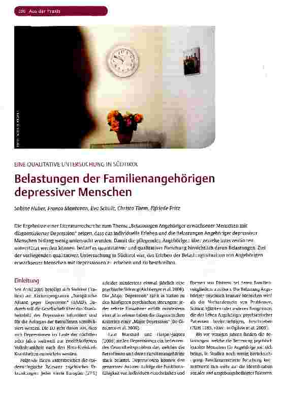 Vorschauseite 1: Belastungen der Familienangehörigen depressiver Menschen