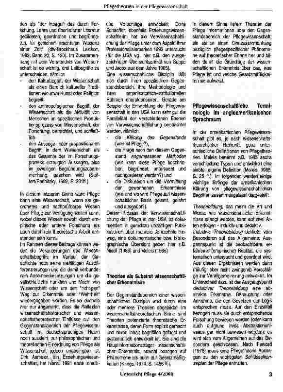 Vorschauseite 2: Zur Situierung und Bedeutung von Pflegetheorien in der Pflegewissenschaft