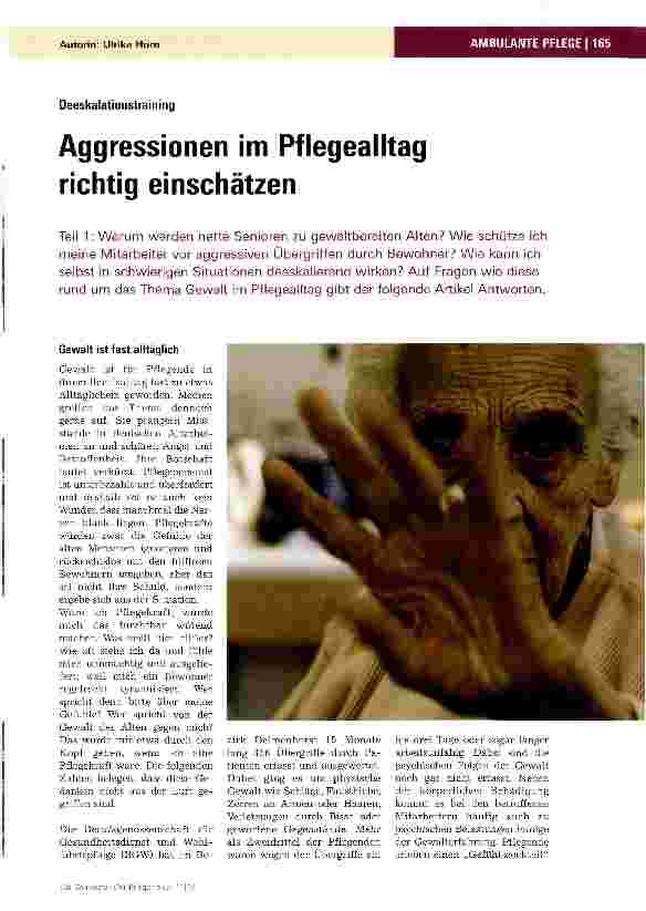 Vorschauseite 1: Aggressionen im Pflegealltag richtig einschätzen