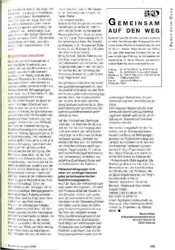 Vorschauseite 4: Ich war keine Nummer. .. Erste Ergebnisse des ku-Patienten-Monitors - schon 35 000 Patienten befragt