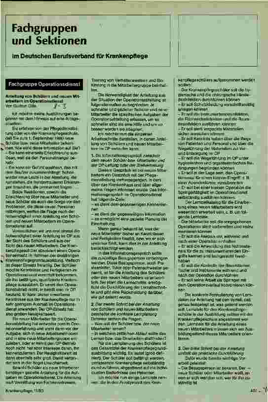 Vorschauseite 1: Anleitung von Schülern und neuen Mitarbeitern im Operationsdienst