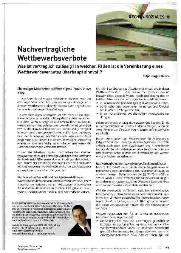 Vorschauseite 1: Nachvertragliche Wettbewerbsverbote