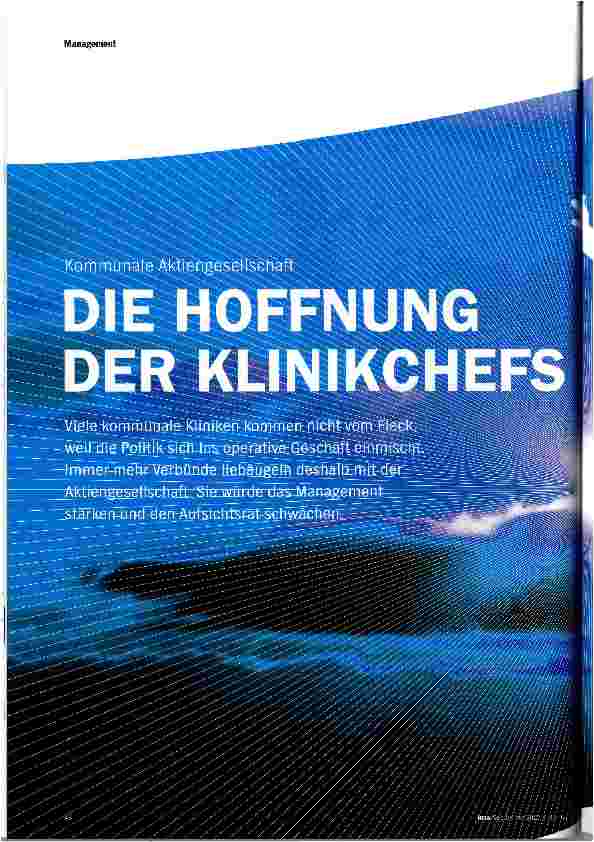 Vorschauseite 1: Die Hoffnung der Klinikchefs