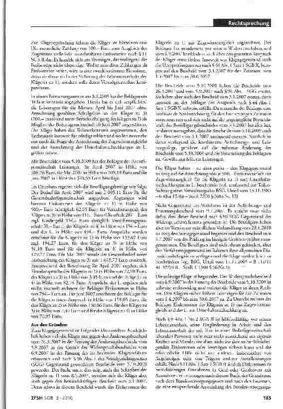 Vorschauseite 3: Ratenzahlungen aus Zugewinnausgleichsanspruch und Unterhaltsnachzahlungen kein Einkommen; Berücksichtigung als Vermögen