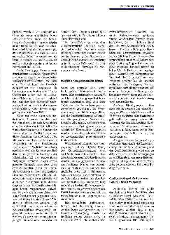 Vorschauseite 3: Folgt auf die evidenzbasierte eine konfidenzbasierte Medizin?