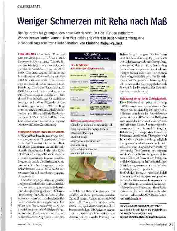 Vorschauseite 1: Weniger Schmerzen mit Reha nach Maß