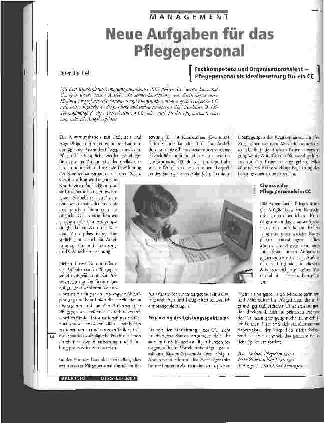 Vorschauseite 1: Neue Aufgaben für das Pflegepersonal