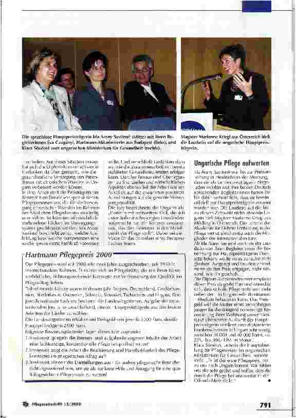Vorschauseite 2: Pflegende als Motor einer gelingenden interdisziplinären Zusammenarbeit Hartmann Pflegepreis 2000