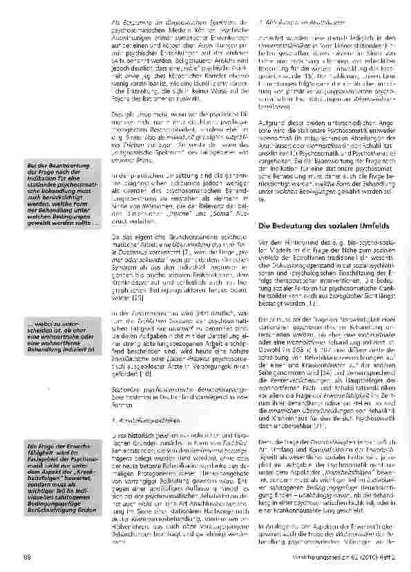 Vorschauseite 4: Kriterien zur Indikation einer stationären psychosomatischen Behandlung (I)