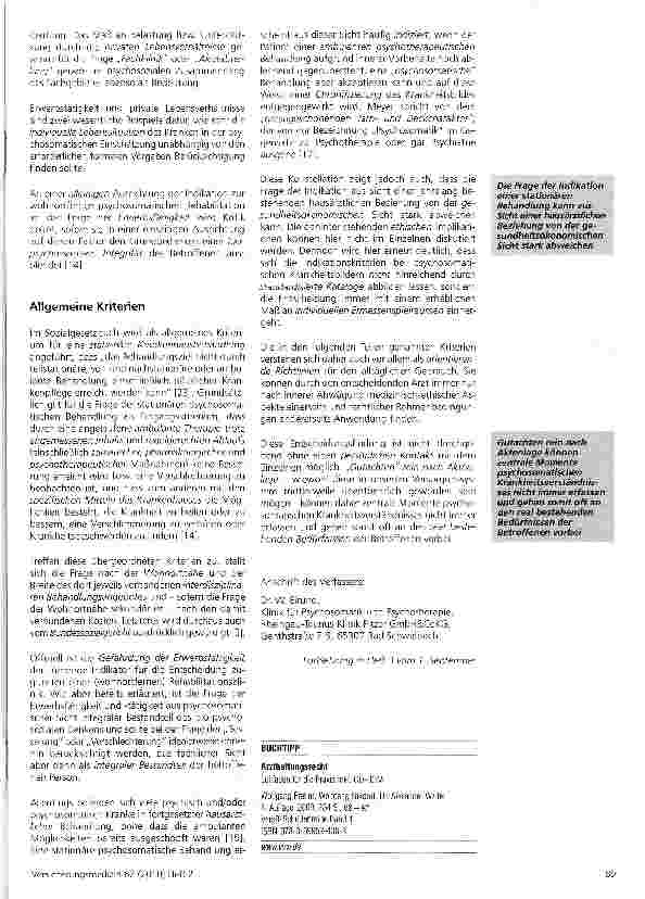 Vorschauseite 5: Kriterien zur Indikation einer stationären psychosomatischen Behandlung (I)