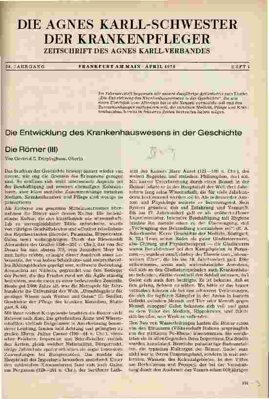 Vorschauseite 1: Die Entwicklung des Krankenhauswesens in der Geschichte Die Römer (III)