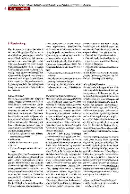 Vorschauseite 2: Fallstudie: Praktische Anwendung der Selbstpflegedefizit-Theorie bei einem Patienten mit neuroendokrinem Karzinom des Duodenums