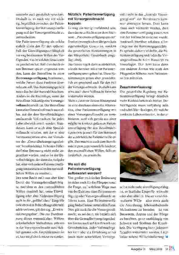 Vorschauseite 4: ALLES GEREGELT? DIE RECHTLICHE NEUFASSUNG DER PATIENTENVERFÜGUNG