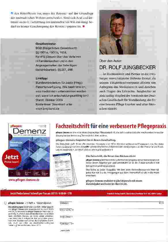 Vorschauseite 5: ALLES GEREGELT? DIE RECHTLICHE NEUFASSUNG DER PATIENTENVERFÜGUNG