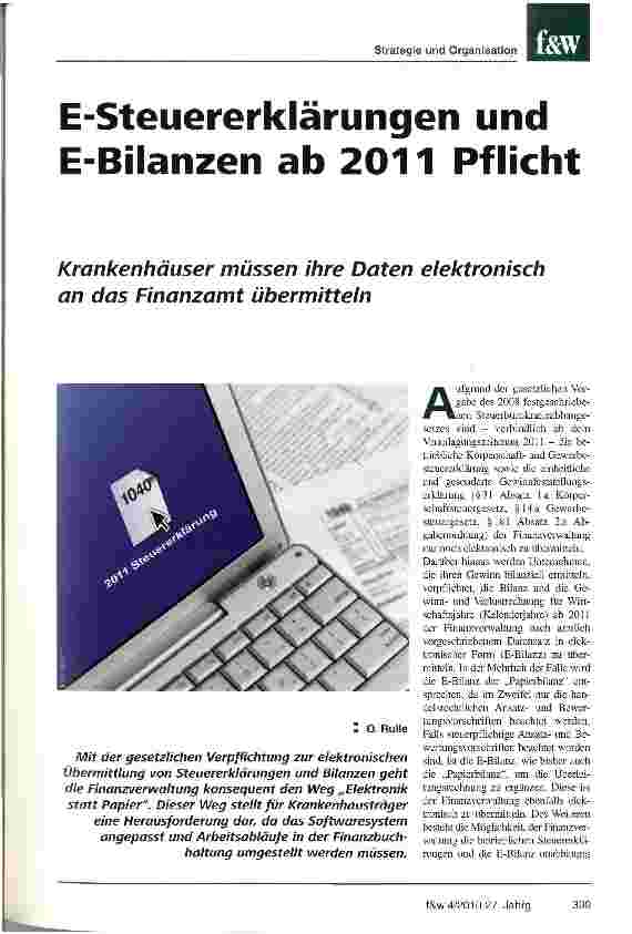 Vorschauseite 1: E-Steuererklärungen und E-Bilanzen ab 2011 Pflicht