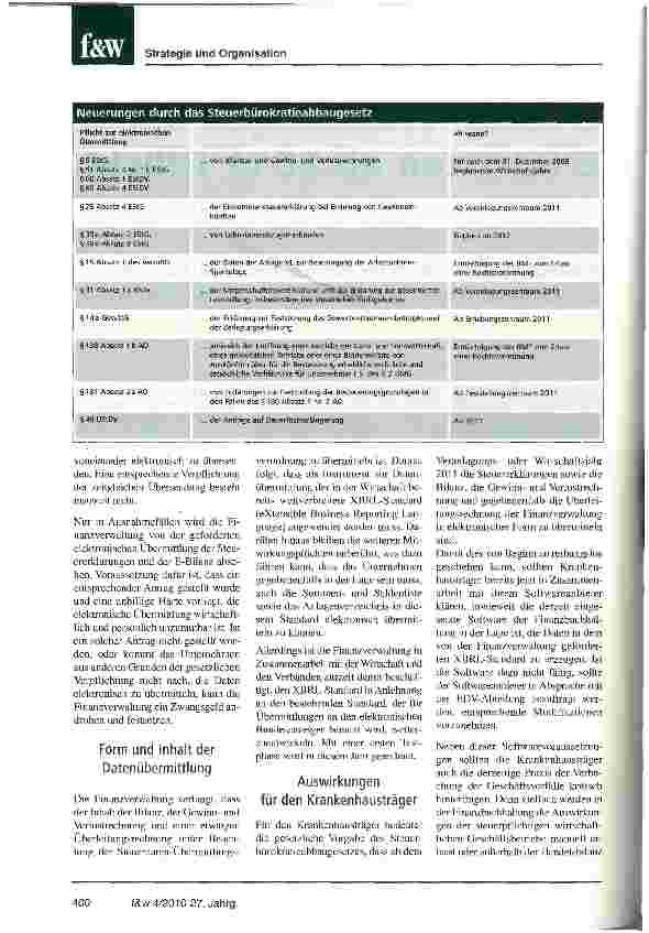 Vorschauseite 2: E-Steuererklärungen und E-Bilanzen ab 2011 Pflicht