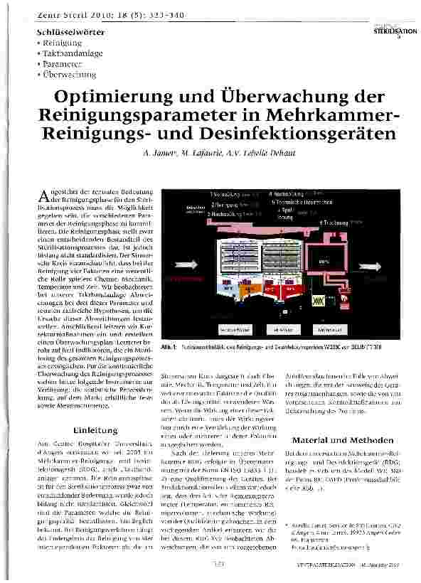 Vorschauseite 1: Optimierung und Überwachung der Reinigungsparameter in Mehr kammer -Reinigungsund Desinfektionsgeräten
