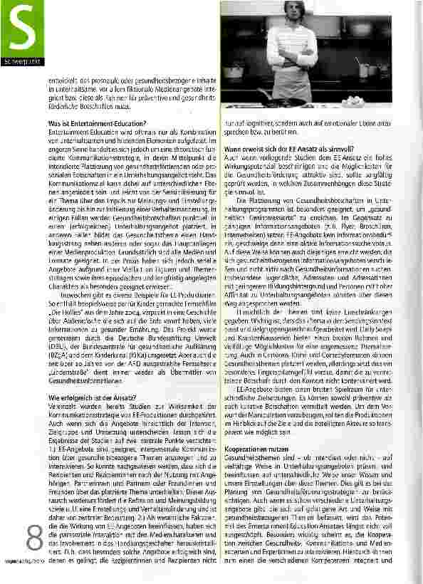 Vorschauseite 2: Cesundheitsförderung im Unterhaltungsprogramm - Entertainment-Education als Kommunikationsstrategie