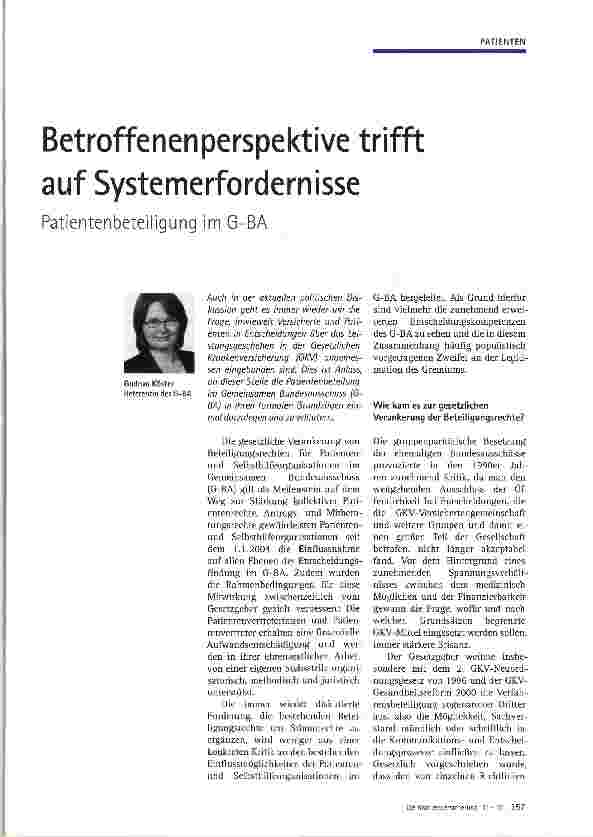 Vorschauseite 1: Betroffenen Perspektive trifft auf Systemerfordernisse