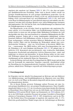 Vorschauseite 3: Der Mehrwert arbeitsorientierter Grundbildungsangebote für die Pflege – Monetäre Wirkungen auf der organisationalen Ebene