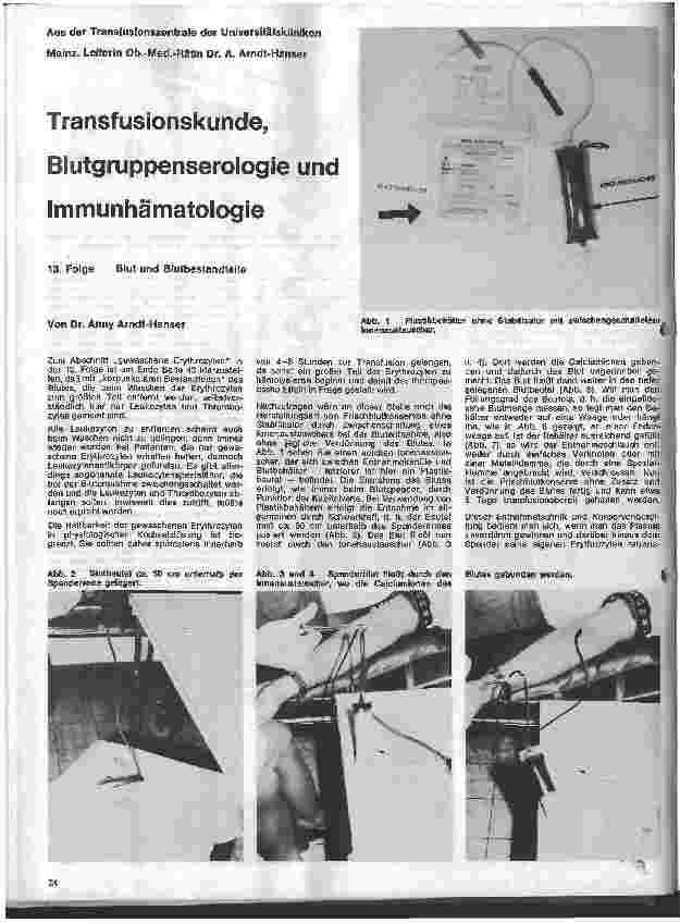 Vorschauseite 1: Transfusionskunde, Blutgruppenserologie und Immunhämatologie 13. Folge: Blut und Blutbestandteile