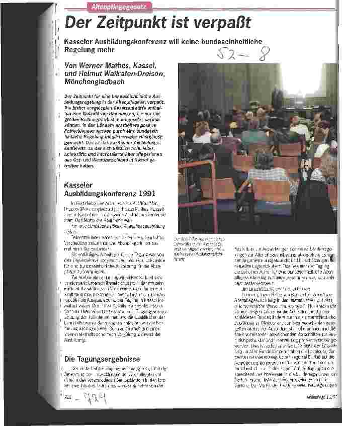 Vorschauseite 1: Der Zeitpunkt ist verpaßt Kasseler Ausbildungskonferenz will keine bundeseinheitliche Regelung