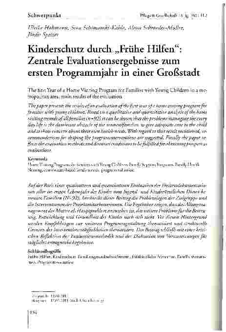 Vorschauseite 1: Kinderschutz durch „Frühe Hilfen: Zentrale Evaluationsergebnisse zum ersten Programmjahr in einer Großstadt