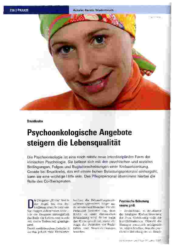 Vorschauseite 1: BrustkrebsPsychoonkologische Angebote steigern die Lebensqualität