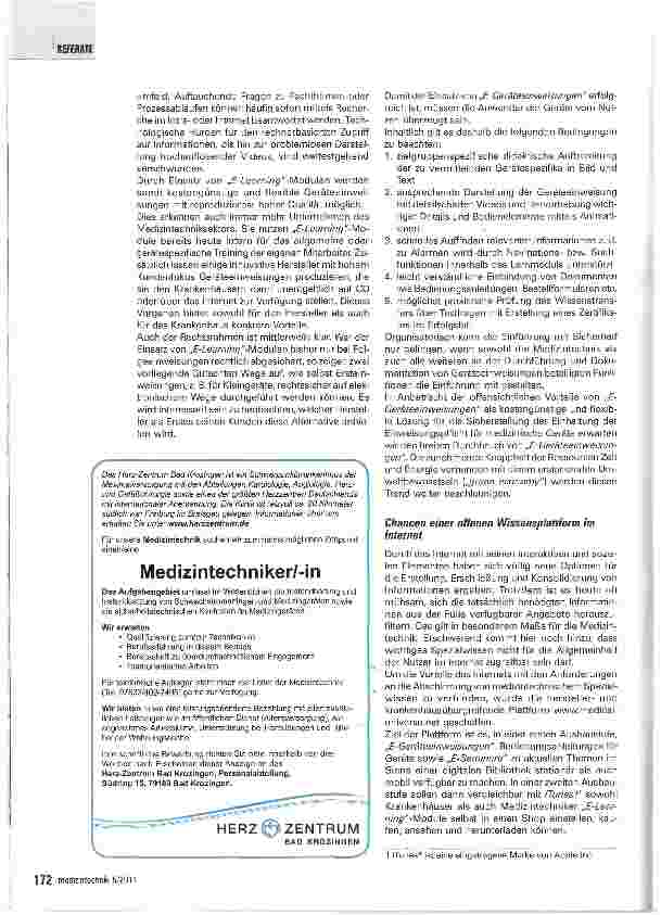 Vorschauseite 2: Moderne Wissensvermittlung: In die Anwendung von Medizingeräten elektronisch einweisen -eine Chance