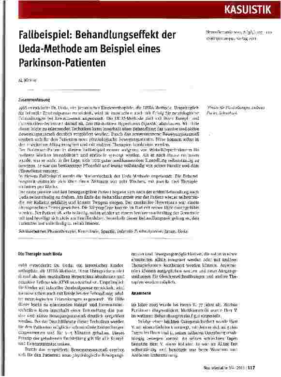 Vorschauseite 1: Fallbeispiel: Behandlungseffekt der Ueda-Methode am Beispiel eines Parkinson-Patienten