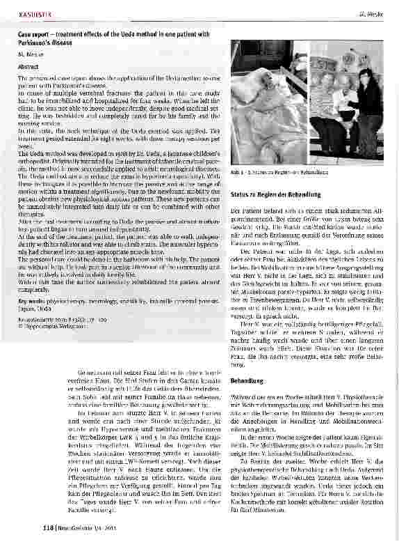Vorschauseite 2: Fallbeispiel: Behandlungseffekt der Ueda-Methode am Beispiel eines Parkinson-Patienten