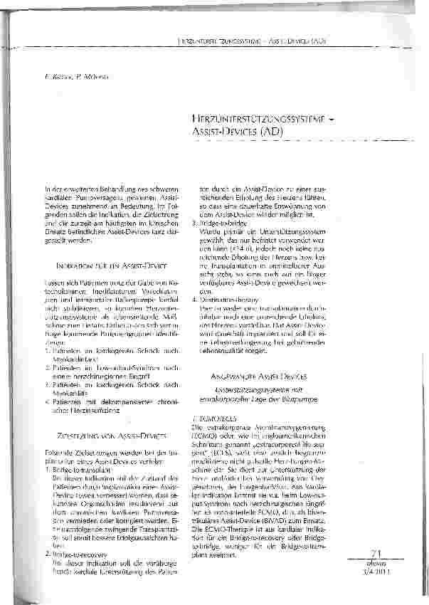 Vorschauseite 1: HERZUNTERSTÜTZUNGSSYSTEME ASSIST-DEVICES (AD)