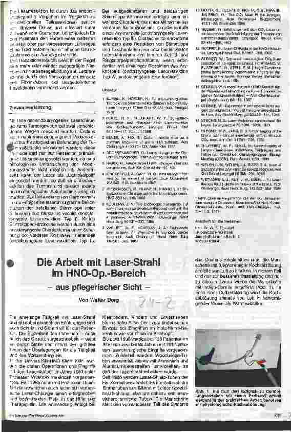 Vorschauseite 4: Endolaryngeale Laserchirurgie zur Behandlung von Kehlkopfkarzinomen Das aktuelle Kölner Konzept