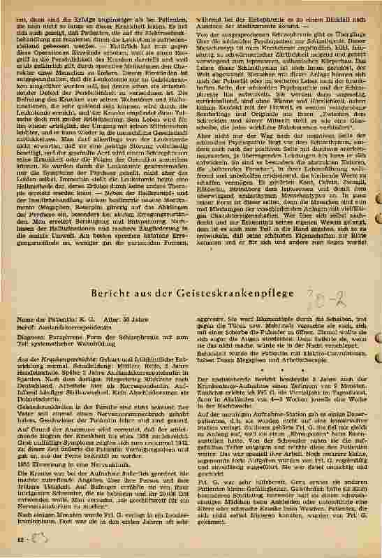 Vorschauseite 1: Bericht aus der Geisteskrankenpflege