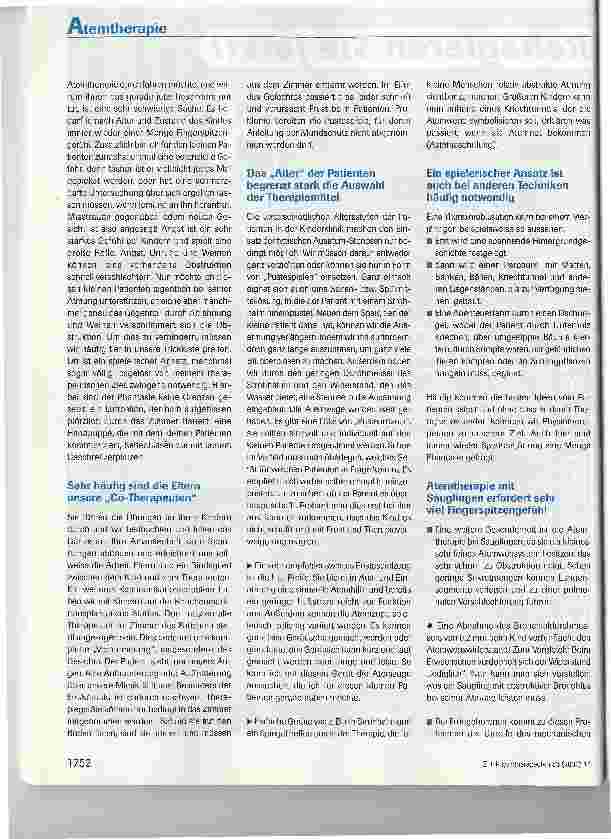 Vorschauseite 3: Besonderheiten physiotherapeutischer Atemtherapie in der pädiatrischen Akutklinik