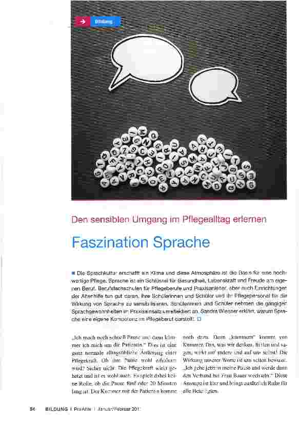 Vorschauseite 1: Den sensiblen Umgang im Pflegealltag erlernenFaszination Sprache