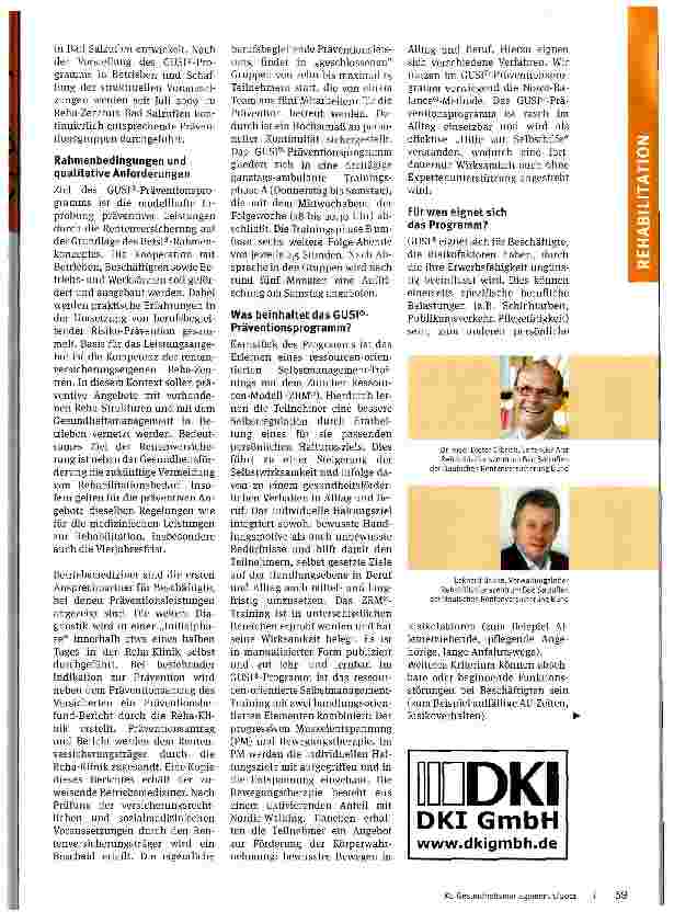 Vorschauseite 2: Das Präventionsprogramm GUSI®Ein innovatives Modellprojekt der Deutschen Rentenversicherung Bund
