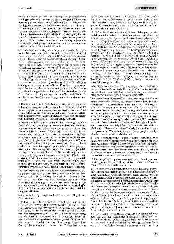 Vorschauseite 4: Gegenwertzahlung bei Ausscheiden aus der VBLVBL-Satzung §23; GG Art. 9 Abs. 3; AGBG §§9 ff.; BGB §§305 ff.
