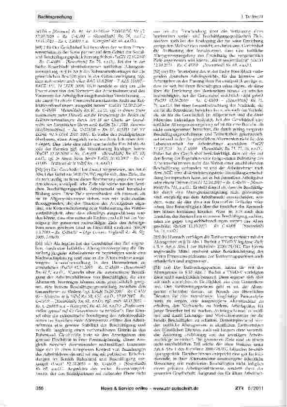 Vorschauseite 4: Tarifliche Altersgrenze TVöD-V § 33 Abs. 1 Buchst, a (in der bis zum30.6.2008 geltenden Fassung); Richtlinie 2000/78/EG Art. 6 Abs. 1; GG Art. 9 Abs. 3, Art. 12 Abs. 1; AGG§10Satz…