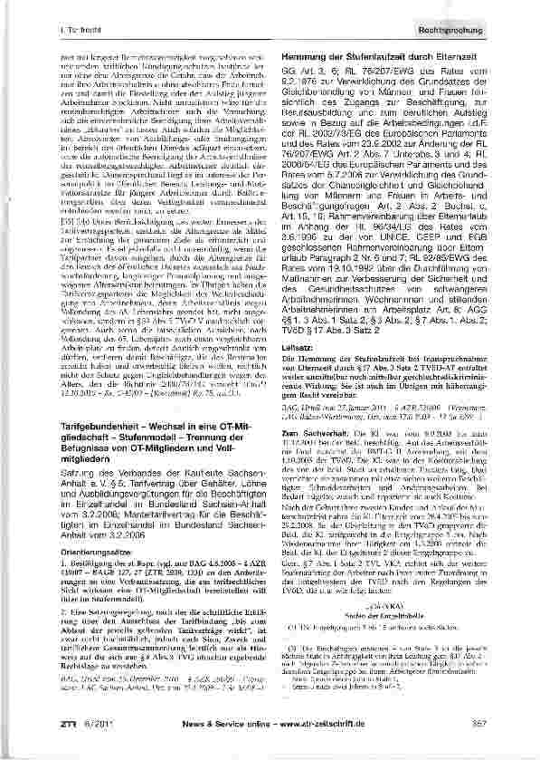 Vorschauseite 5: Tarifliche Altersgrenze TVöD-V § 33 Abs. 1 Buchst, a (in der bis zum30.6.2008 geltenden Fassung); Richtlinie 2000/78/EG Art. 6 Abs. 1; GG Art. 9 Abs. 3, Art. 12 Abs. 1; AGG§10Satz…