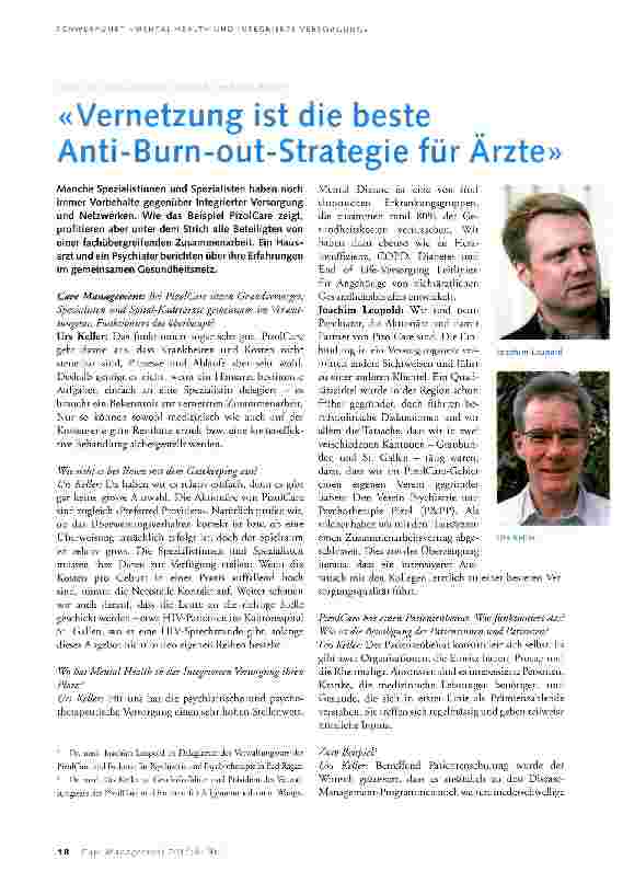 Vorschauseite 1: Vernetzung ist die beste Anti-Burn-out-Strategie für Ärzte