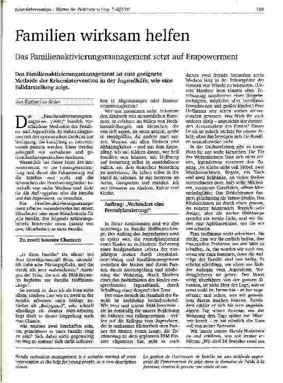 Vorschauseite 1: Familien wirksam helfen Das Familienaktivierungsmanagement setzt auf Empowerment